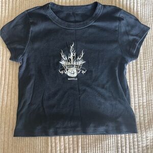 Womens Black Graphic Baby Tee